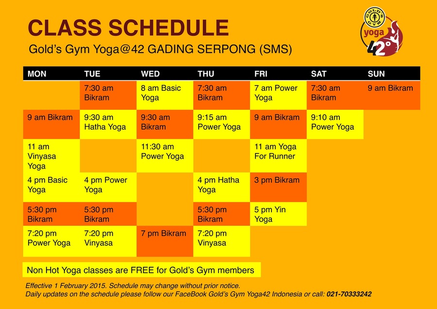 golds gym class schedule